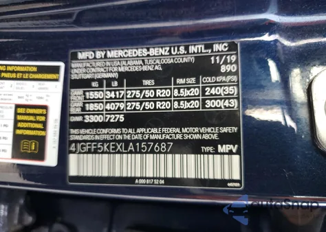 2020 Mercedes-Benz Gls 450 4Matic z USA, uszkodzony, nr VIN 4JGFF5KEXLA157687